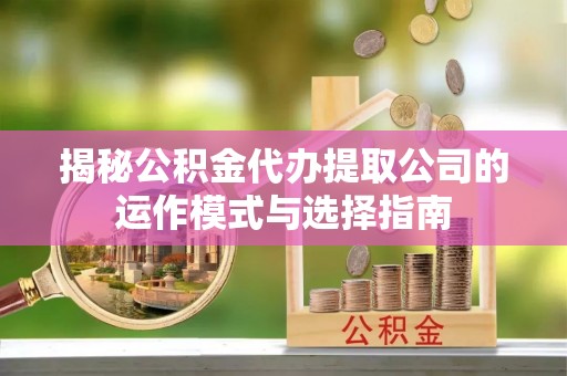 台东揭秘公积金代办提取公司的运作模式与选择指南