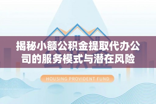 台东揭秘小额公积金提取代办公司的服务模式与潜在风险